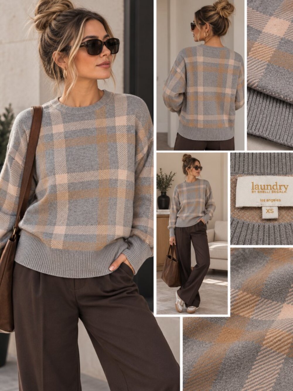 712 - Laundry by Shelli Segal Plaid Oversized Sweater XS